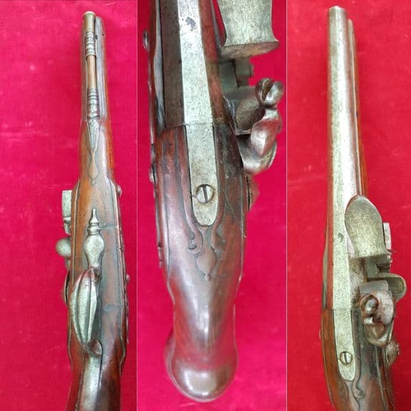 An exceptionally rare and early English iron Barrel Flintlock pistol by I LAMBERT C. 1690. Ref 2428.